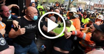 ‘No jab no job’ brings out riot police – shuts down construction